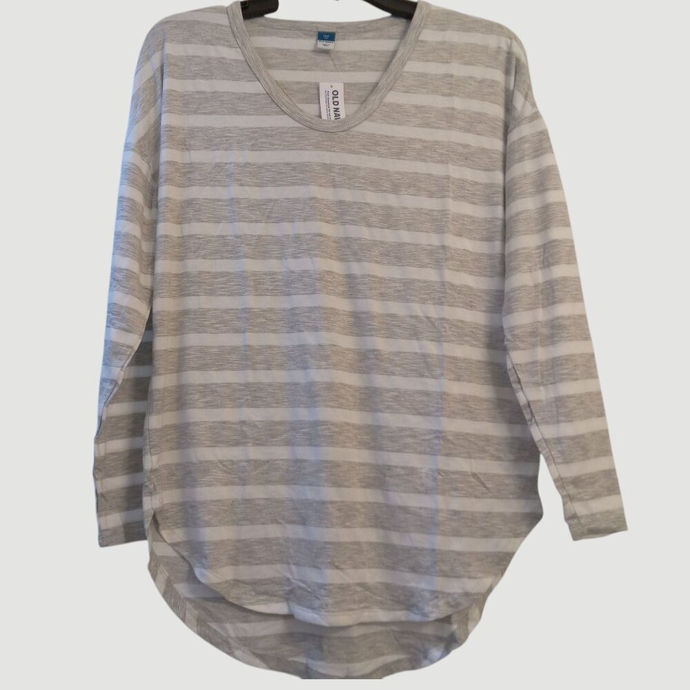 Old Navy Womens Gray & White Striped Long Sleeve T-shirt Size XS